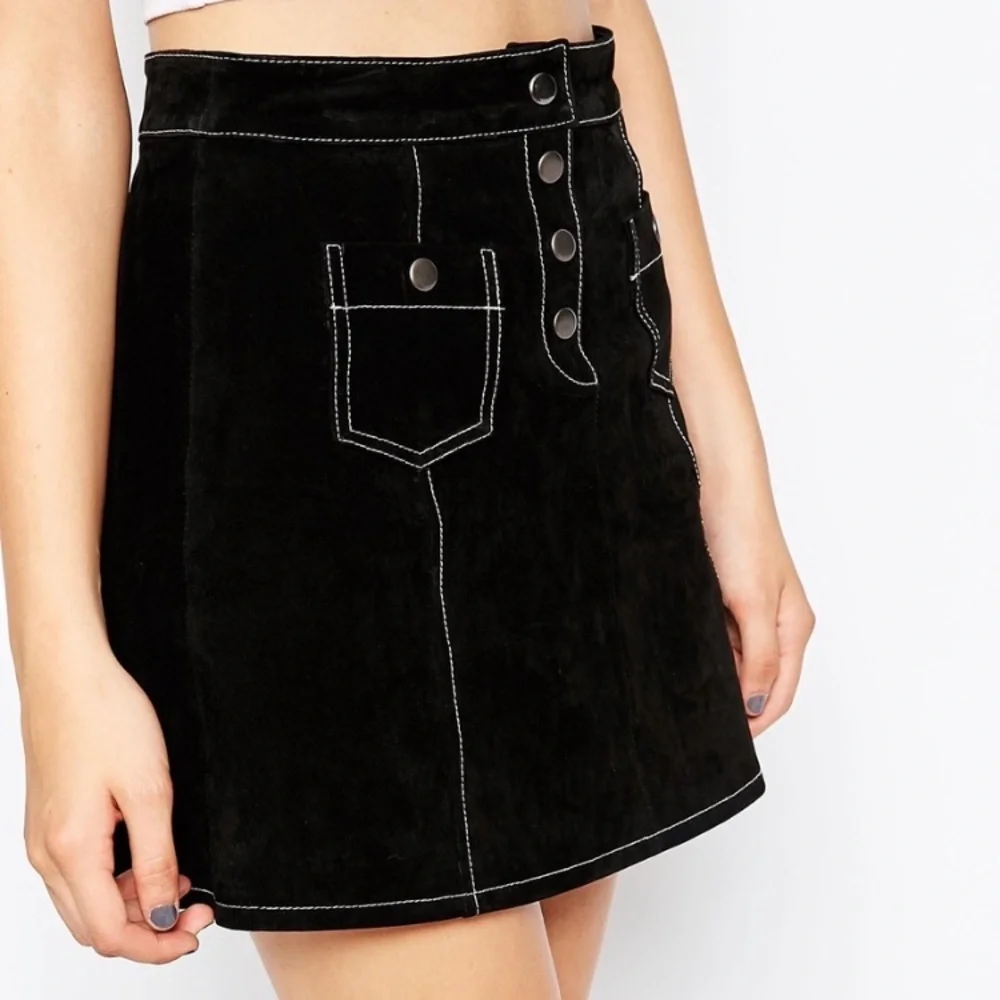 Asos suede leather black skirt